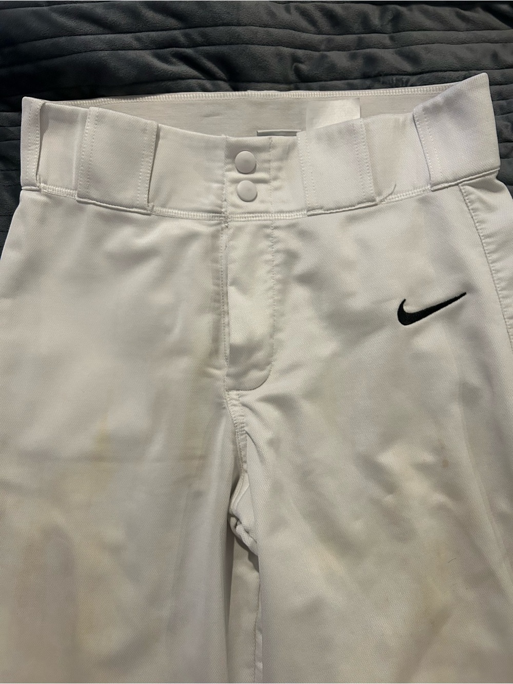 Nike White Baseball Pants with Black Swoosh
